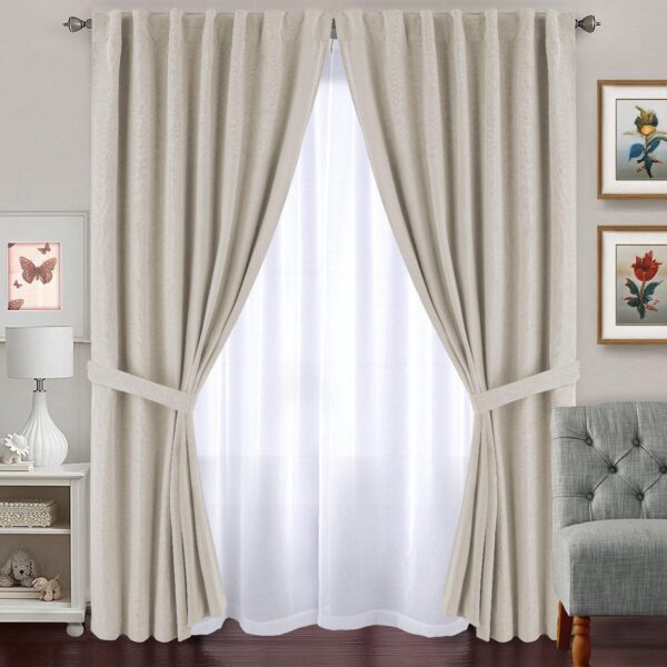 Juego De Cortina Black out Lino y Voile Prelista