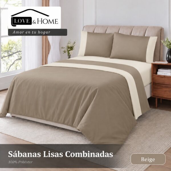 Juego De Sabanas Lisas Combinadas Twin Size - Imagen 3