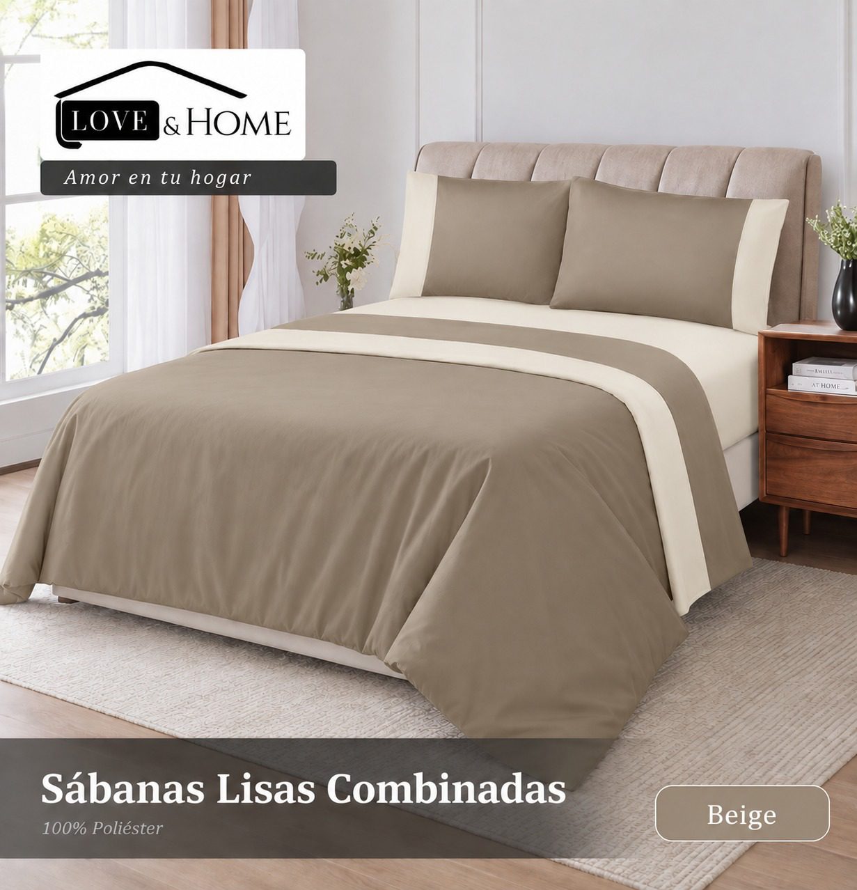 Juego De Sabanas Lisas Combinadas Twin Size - Imagen 3