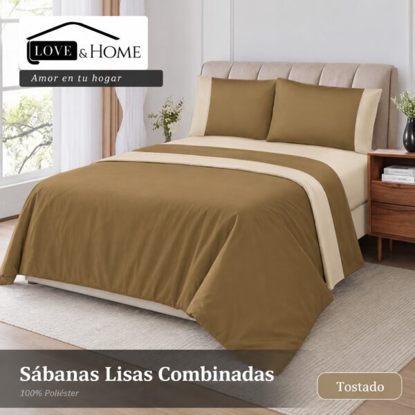 Juego De Sabanas Lisas Combinadas Twin Size - Imagen 4