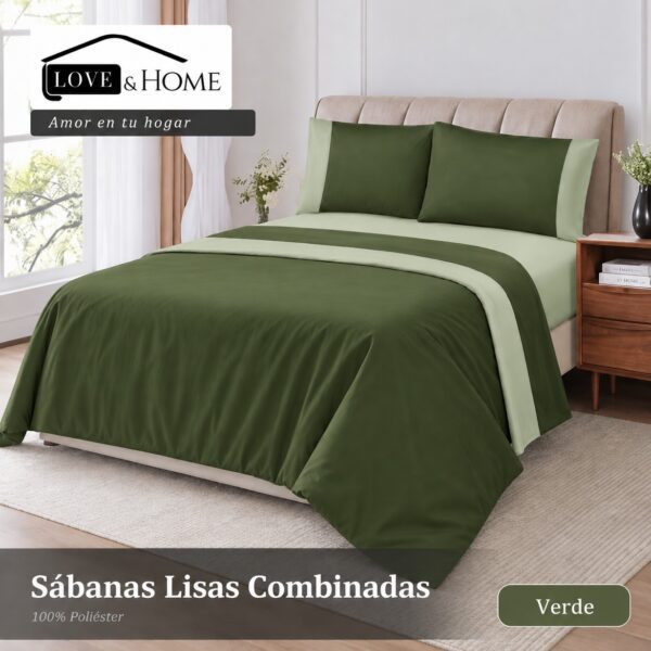Juego De Sabanas Lisas Combinadas Twin Size - Imagen 2