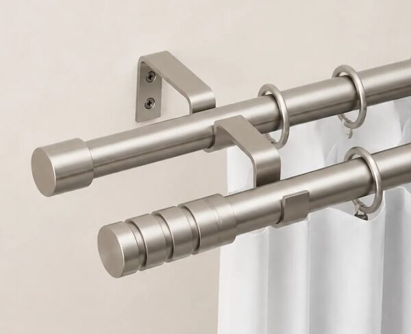 Combo Barral Telescopico Extensible Doble + Cortina Black Out Lino y Voile De Hilo - Imagen 4