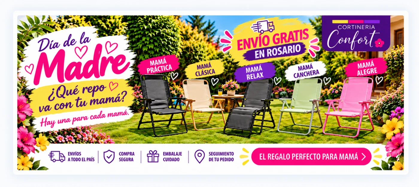 Banner primaveral del Día de la Madre - Cortinería Confort Rosario